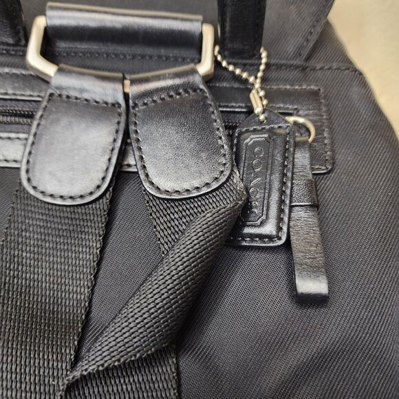 Y2K Mini Backpack Coach Black Nylon Leather Trim E3J-7441 - Picture 3 of 14